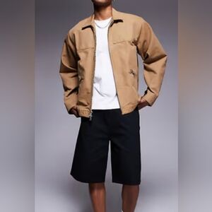 Trucker Jacket Men's Westbound Casual  Color Camel  Large Zipper Pockets Warm